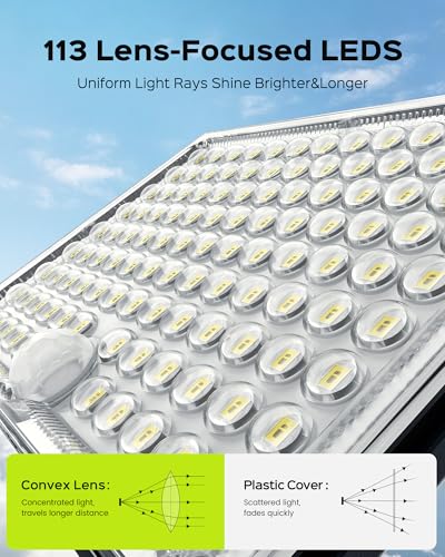 JACKYLED Motion Solar Lights Outdoor, 113 LED Cool White Bright 2 Pack - Image 3