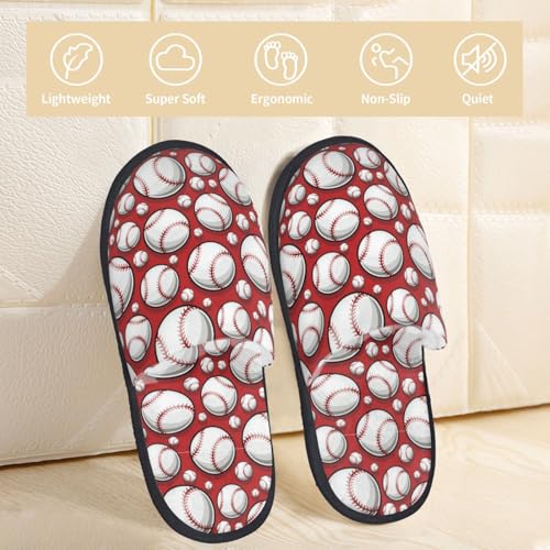 Cute Baseball Print Women Slippers Home Furry Shoes Keep Men Couples Shoes Warm For Women-3