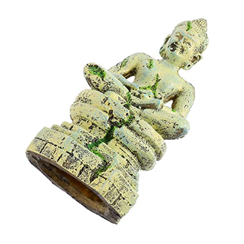 POPETPOP Resin Buddha Statue Aquarium Ornament Fish Tank Landscape Decoration Chic Design for Home and Garden for Fish Play Decor Non-Fading Easy to Use