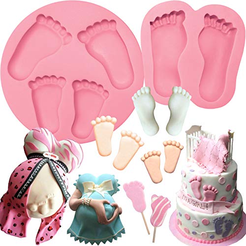 ensemble de 2 pièces MOULE PIEDS DE BÉBÉ de moule en silicone, pour métier de sucre Gumpaste / Fondant / décoration de gâteau / sucrerie / Jelly / Glace...