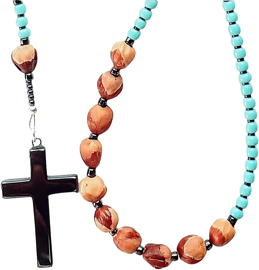 Ghost Bead Rosary w/Hematite Cross