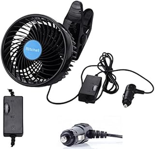 Alagoo 12V 6''Car Cooling Fan Automobile Vehicle Clip Fan Powerful Quiet Ventilation Electric Car Fans with Adjustable Clip & Cigarette Lighter Plug for Car/Vehicle
