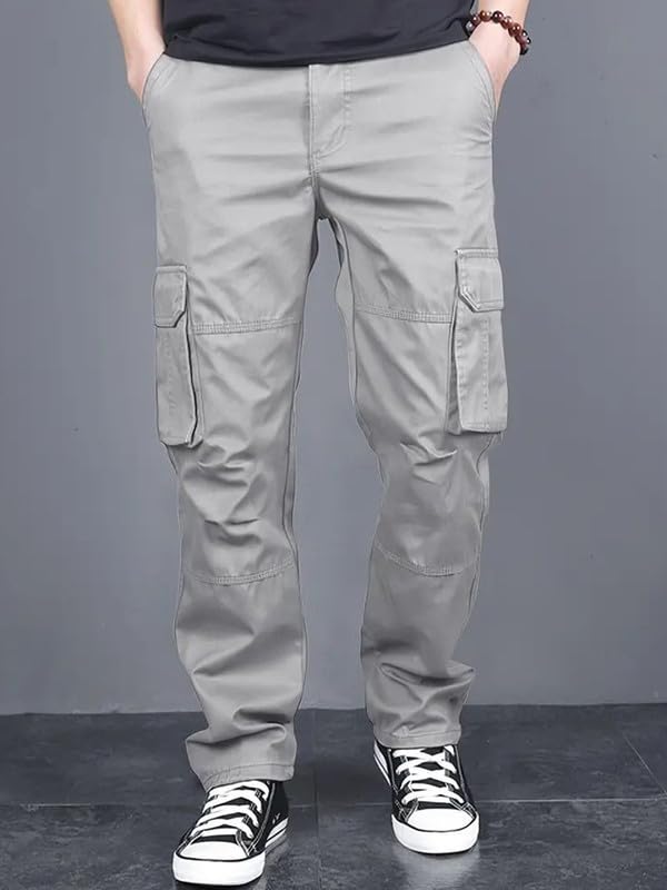 Image of Men's Casual Cargo Pants | Regular Fit Multi-Pocket Trousers-