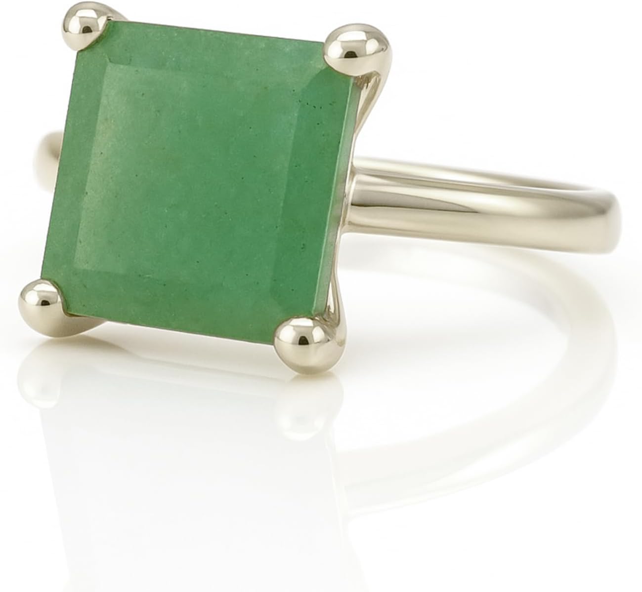 Green Aventurine Ring - Square Solitaire Stone Ring - Fashion Rings, Customized Rings, Unique Engagement Rings, Statement Rings - Customizable Material and Size