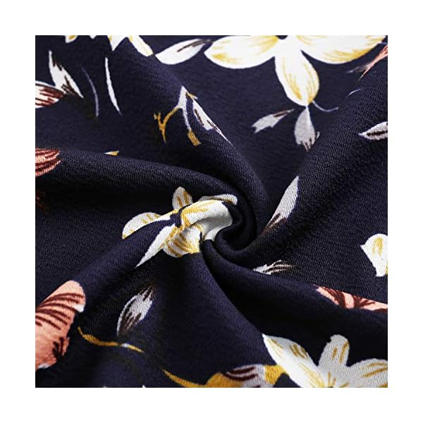YATHON Vintage Party Dresses for Women Elegant Flower Print Pockets Short Sleeve Knee-Length Casual Swing Dresses for Junior Wedding Party (L, YT018-Navy Floral 01)