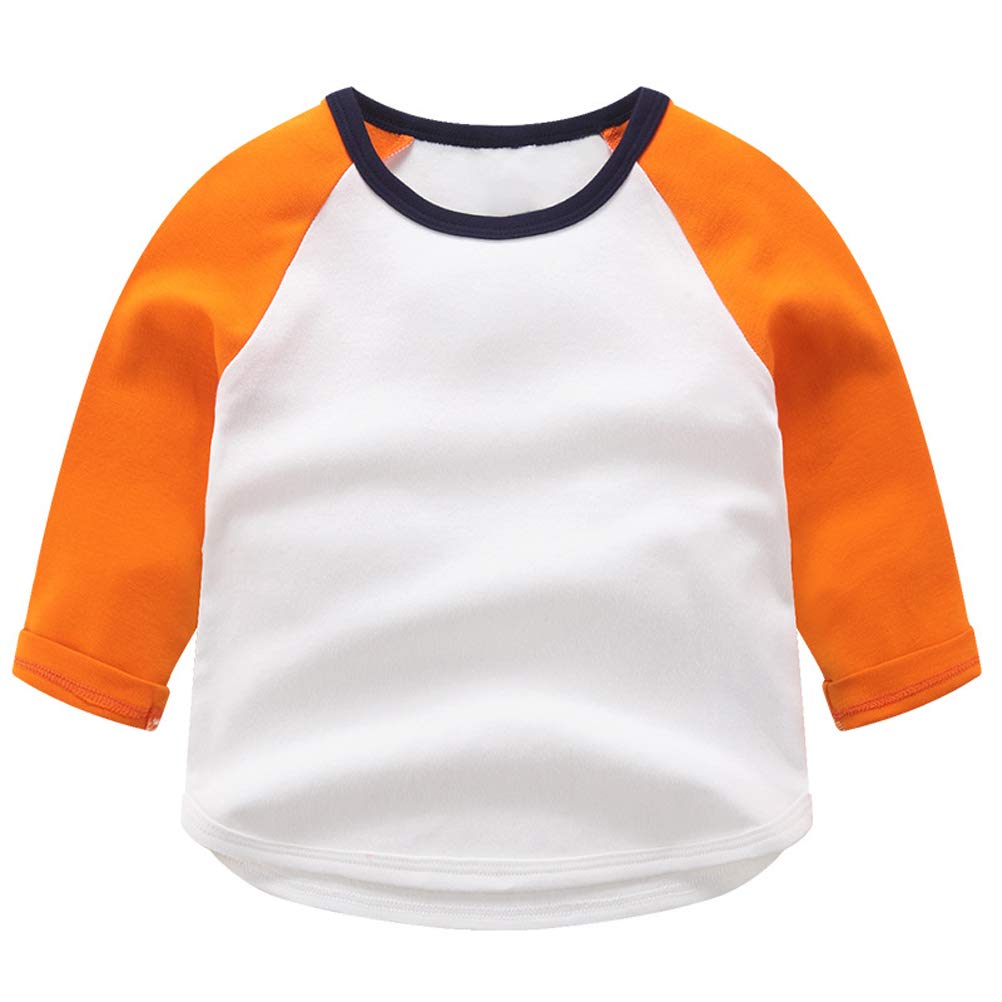 EUFANCE Childrens/Kids Long Sleeve Baseball T-Shirt Girls Boys Basic Cotton Tops Ages 1-7