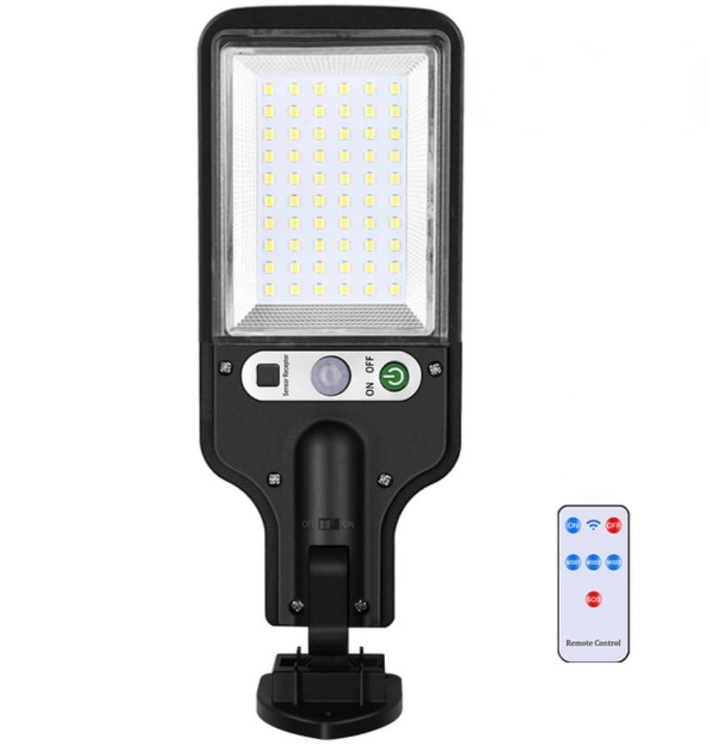 LED Solar Light Outdoor Garden PIR Motion Sensor 3 Modes Lamp Security Street Lamp Wall Yard (with remote,B)