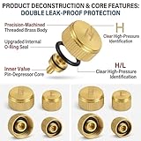 Brass A/C Valve Caps for R134a Systems, Durable Heavy-Duty High and Low Side Port Covers with Sealing O-Rings, Compatible with Standard Automotive Air Conditioning Service Ports, Set of 2