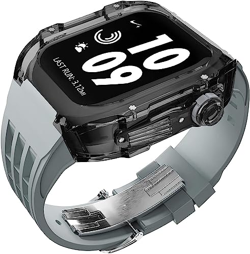 Bracelet caoutchouc fluor Apple Watch 7 8 SE coque polycarbonate rigide homme