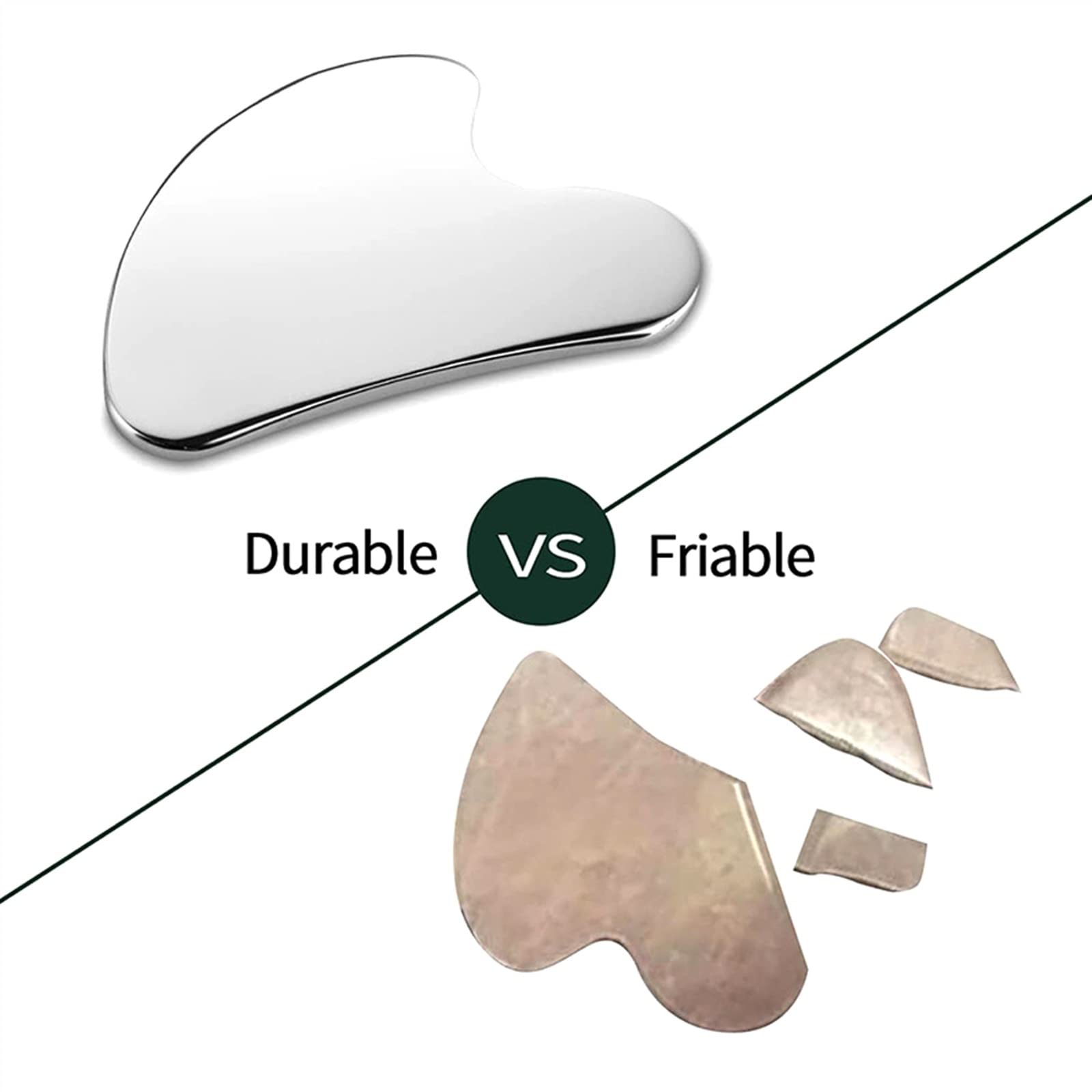 MOBYAT Herramientas de masajeador Facial Gua Sha de Acero Inoxidable for el Cuello de la Cara, Herramienta de raspador de Cara de Metal Gua Sha, Estiramiento Facial raspado de Cara en V 1 Uds