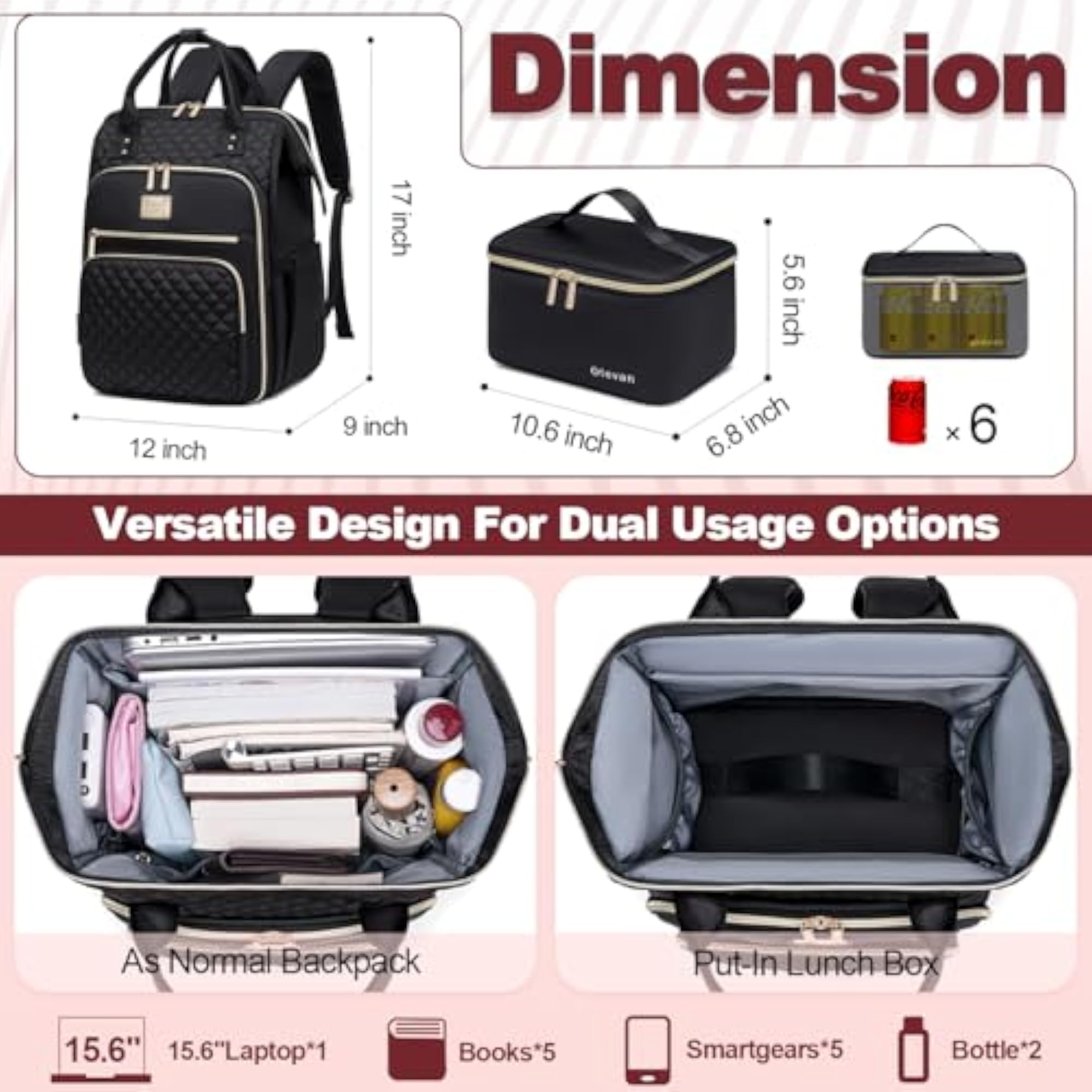 Laptop Backpack for Women with USB Port