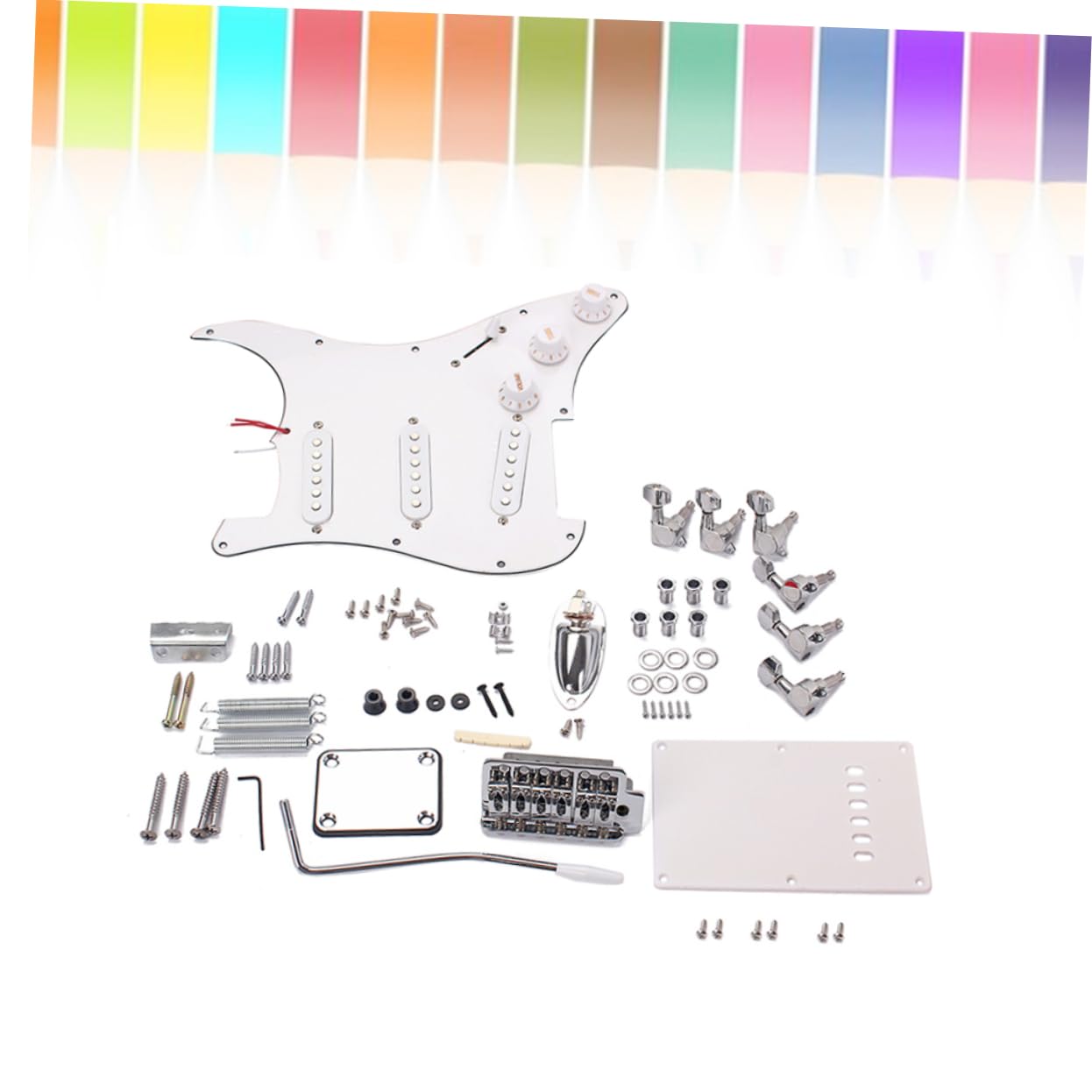 Kit De Guitare Électrique Diy Avec Chevalet Vibrato Et Accessoires De Style St Blanc