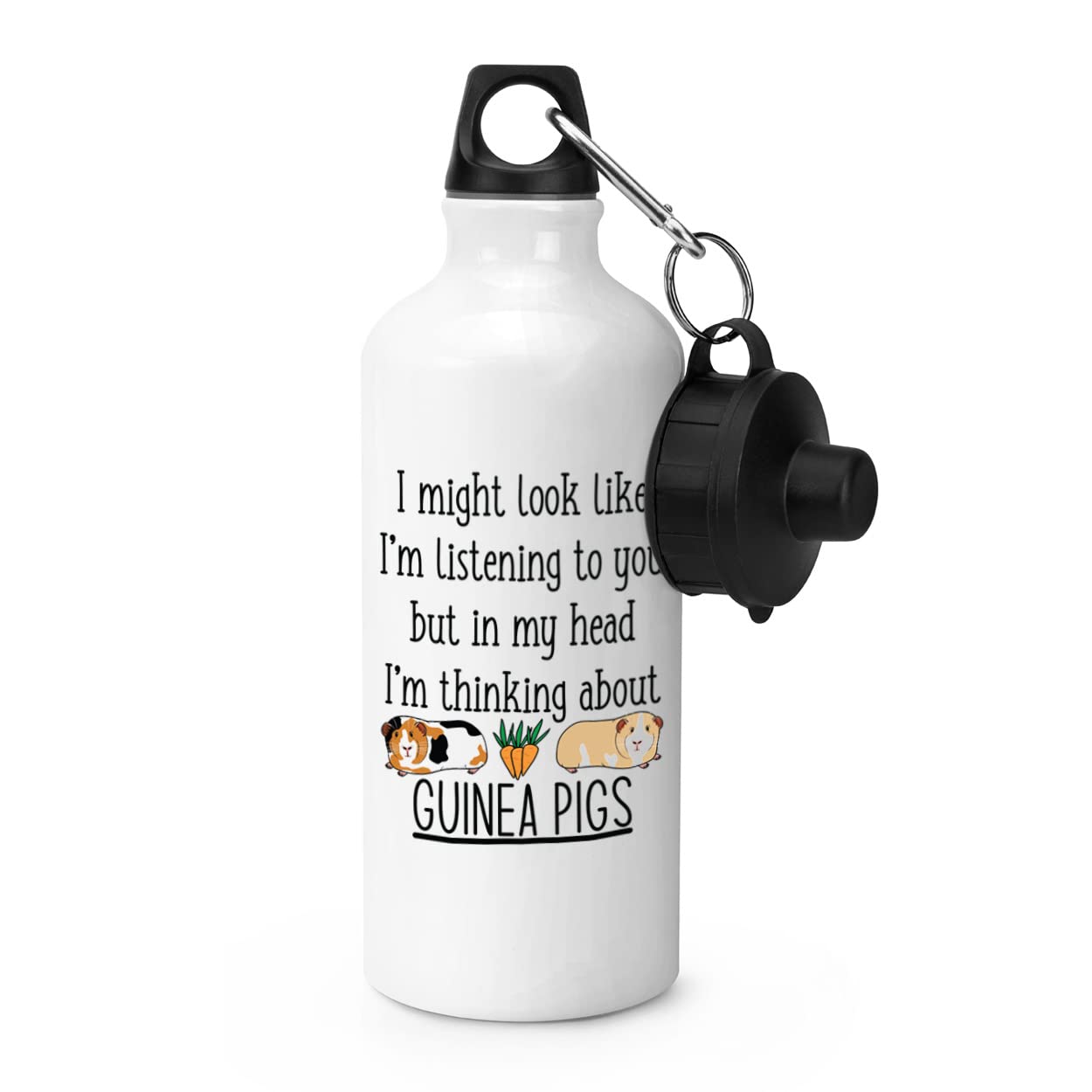 Gift Base I Might Look Like I'm Listening To You Guinea Pigs Sports Bottle Water Gym 600ml White