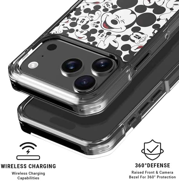 Skinit Clear Phone Case Compatible with iPhone 17 Pro - Officially Licensed Disney Mickey Mouse Face Pattern Design