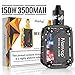 Produktbild Manvap E Zigarette Starter Set 150W, Elektronische Zigaretten 0,4Ohm/2ml TF Verdampfer, E Shisha Smart Regenbogen LED, Box Mod Kit mit 3500mAh größe Akkukapazität, Ohne Nikotin,Ohne E Liquid,Schwarz