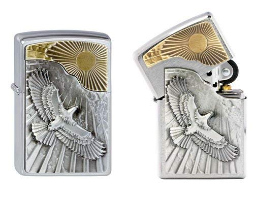 Encendedor Zippo Eagle Sun Fly de cromo con diseño original 3