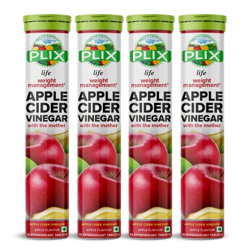 PLIX World’s First Apple Cider Vinegar 15 Effervescent Tablets, Pack of