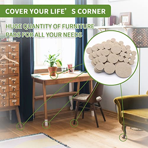 Felt Furniture Pads For Hardwood Floors 68 Pcs, Furniture Pads, Floor Protectors For Hardwood Floors, Felt Pads For Furniture, Round, Beige, Value Pack #TOP4
