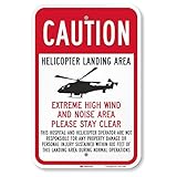 SmartSign-K-5908-EG "Caution - Helicopter Landing Area, High Wind And Noise Area" Sign | 12" x 18" 3M Engineer Grade Reflective Aluminum