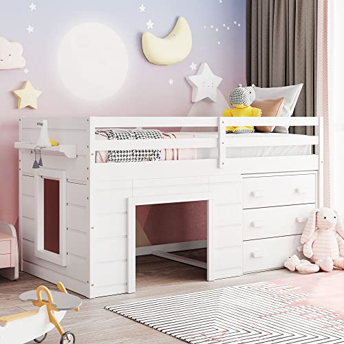 Ballcasttwinsizelowloftbedwithsafetyguardrailstairwoodenbedframewcabinetshelfsolidconstructionnospringboxneededfurnituresetforboysgirlskeensstudybedroomwhite  Urban Country Home Decor Ball cast twin size low loft bed with safety guardrail stairwooden bedframe wcabinet shelfsolid constructionno spring box neededfurniture set for boys girls keens study bedroomwhite  urban country home decor