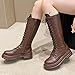 Leather Boots for Women Knee High Leather Round Toe Fall Winter Casual Fashion High Heel Zipper Mid Calf Boots