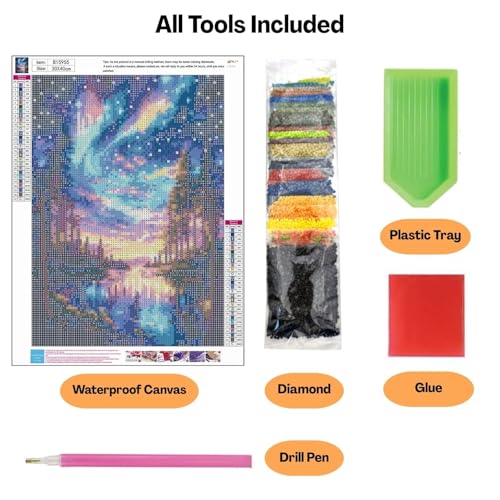 Image of Flavizo Diamond Painting Kit for Adults, DIY Craft with Drill Rhinestones Canvas, Creative Diamonds Artwork, Handmade Decoration Sparkling Home Wall Display (Dark Forest)