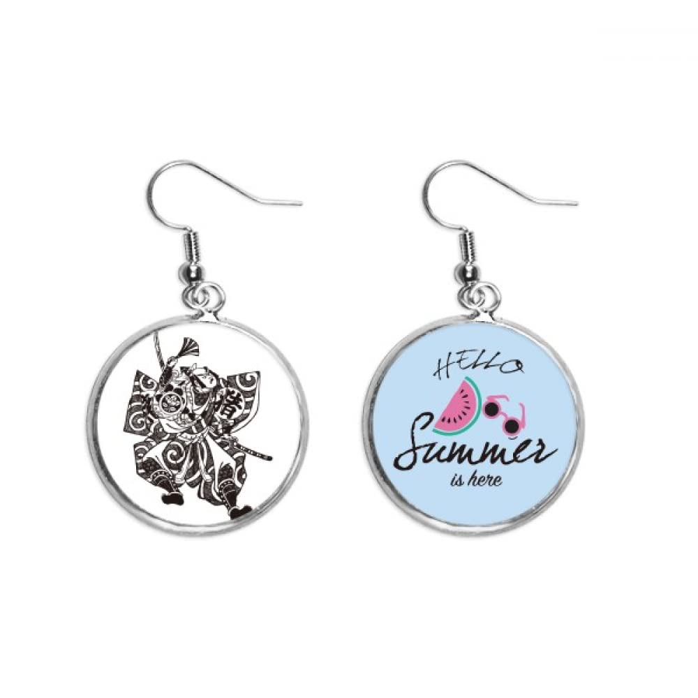 Pendientes de sandía estilo kimono japonés samurai para lóbulo de oreja 5