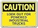 Vestil SI-C-27-A-AL-080 LOOK OUT FOR POWERED INDUSTRIAL TRUCKS Caution Sign, Aluminum, 0.080" Overall Size, 10.5" W x 7.5" H