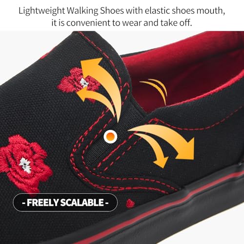 Image of Women's Canvas Slip On Sneakers Non Slip Loafers | low top non slip on walking breathable casual comfortable fashion tennis