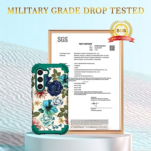 Hocase for Galaxy S24 Plus Case, Shockproof Heavy Duty Protection Soft Silicone Rubber Bumper+Hard Plastic Hybrid Protective Case for Samsung Galaxy S24 Plus (6.7") 2024 - Teal Flowers by Hocase - Used condition - US$8.03