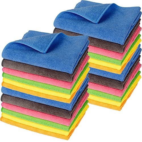 24 Stück Premium Mikrofasertücher 40x40cm mit 350g/m² (350GSM) in Profiqualität, extrem saugstark und weich - fusselfreie Allzwecktücher putztücher für Haushalt, Büro und Auto Cover