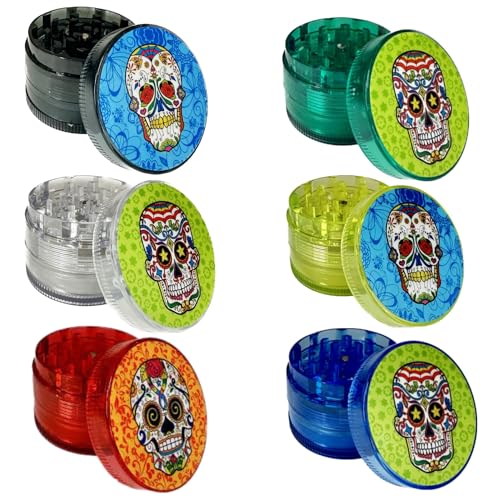 High-Quality Plastic Herb Grinder, Travel-Friendly 50mm & 60mm, Spice Grinder with Magnetic Lid, 4-Part Design for Efficient Shredding & Storage (50mm Assorted Colour)