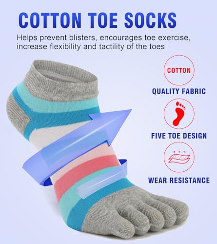 Image of Women Toe Socks 5 Finger Cotton Wicking Athletic 6 Pack 3 Pack