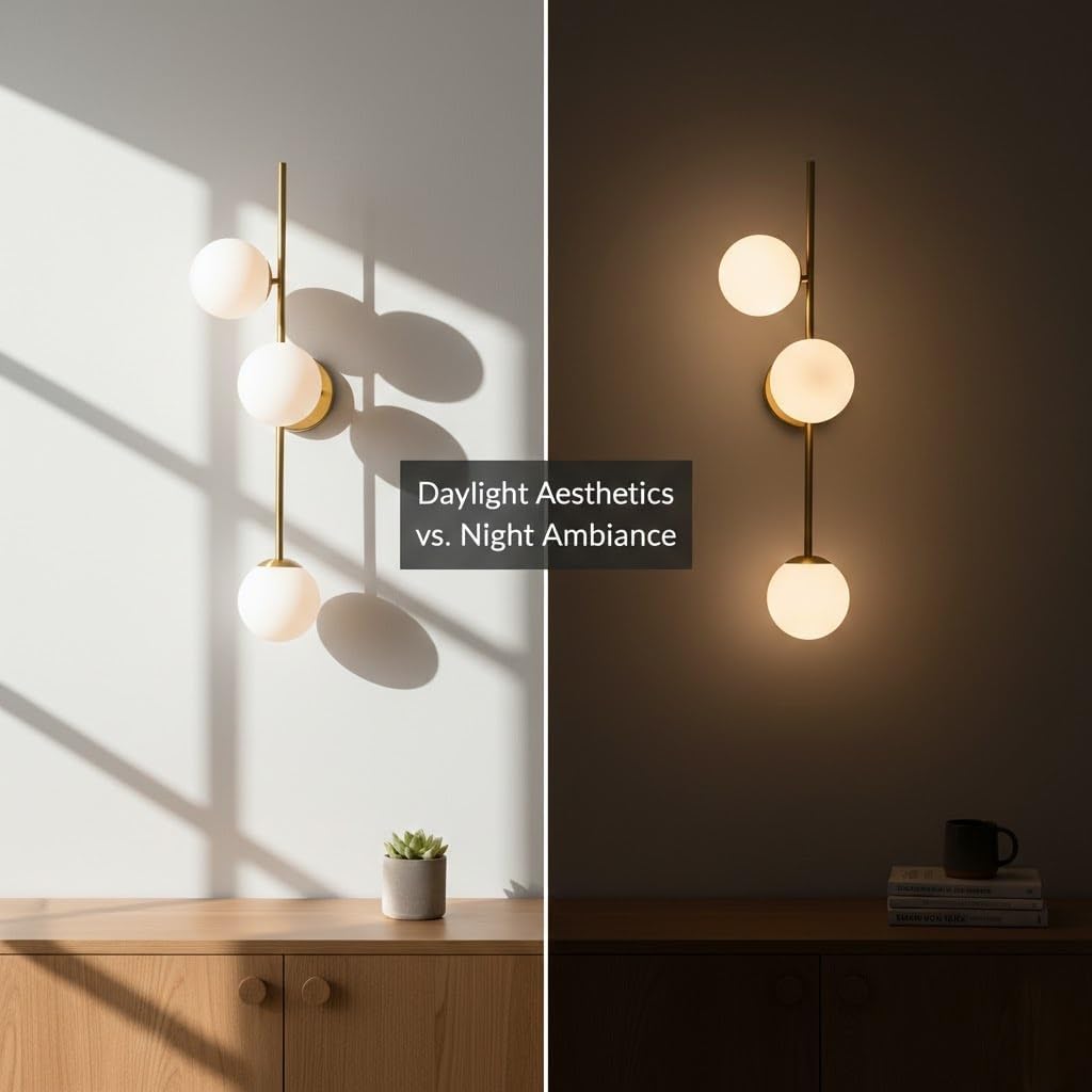 Vanity Wall Lamp, 3 Light Globe Glass Wall Sconce, Long Gold Linear Wall Light for Bathroom, Living Room, Hallway, Entryway, Corridor, Foyer, Mid Century Fixture, Loft, Vanity Parlor