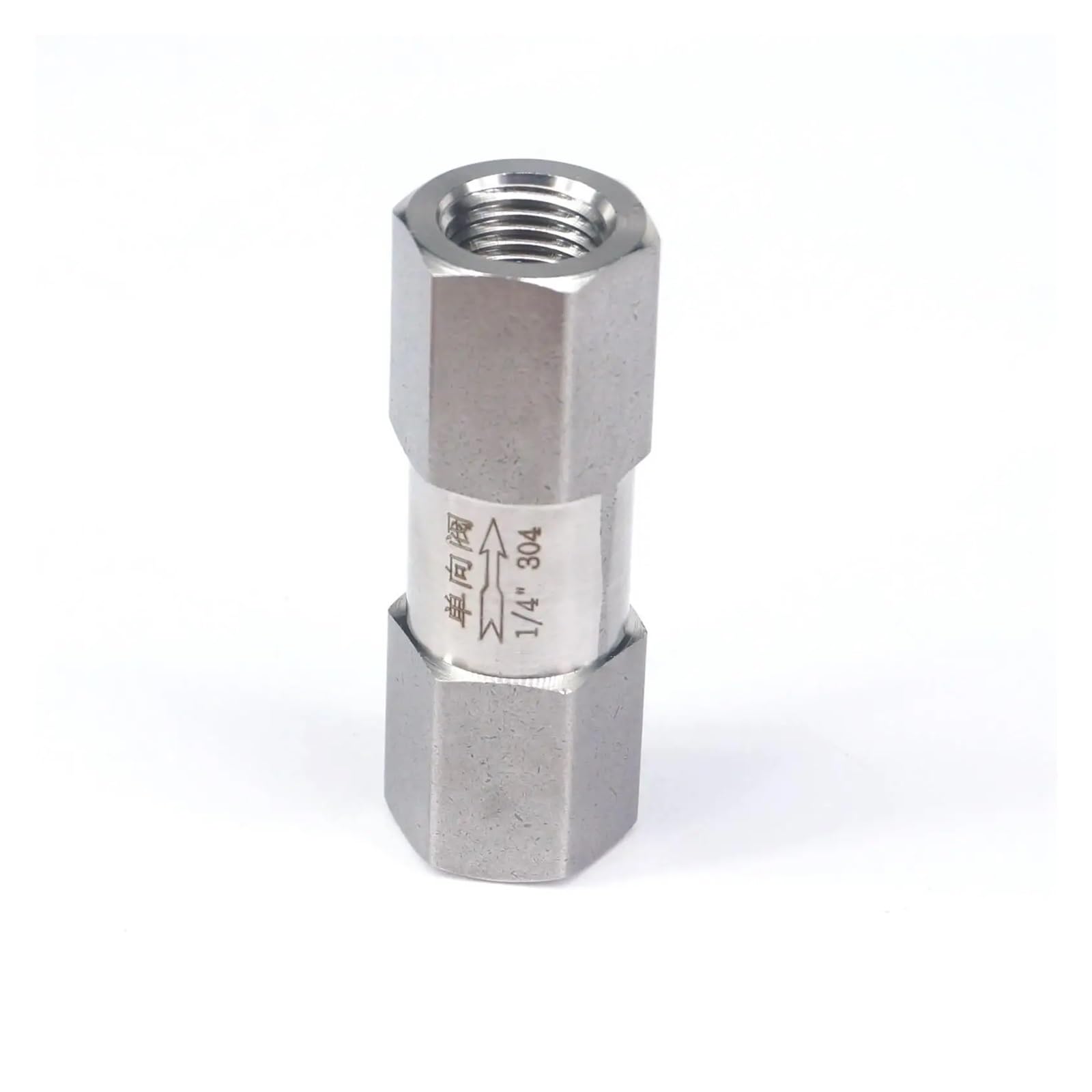 Válvula antirretorno en línea de acero inoxidable 304 con rosca de 1/4" BSP hembra