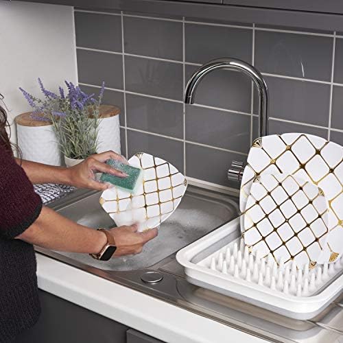 MATANA - 40 Premium Multi-Use Gold Pattern Plastic Dinner & Dessert Party Plates - 25cm and 18cm