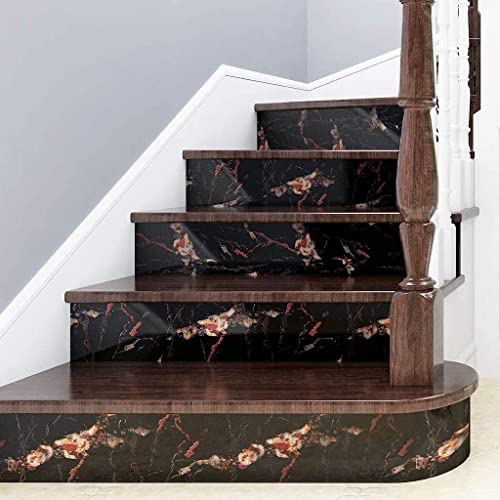 Image of Vinyl Contact Paper Decorative for Cabinets Countertops Kitchen Shelves Liner Self Adhesive Film Peel and Stick Waterproof Removable Wallpaper (Inches 24 x 96, Marble Black Gold Glossy)