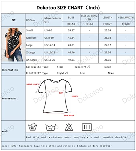 Dokotoo Women Ladies Casual V Neck Polka Dots Lace Short Sleeve Summer Blouse Shirts Tees Tops Black L #TOP5