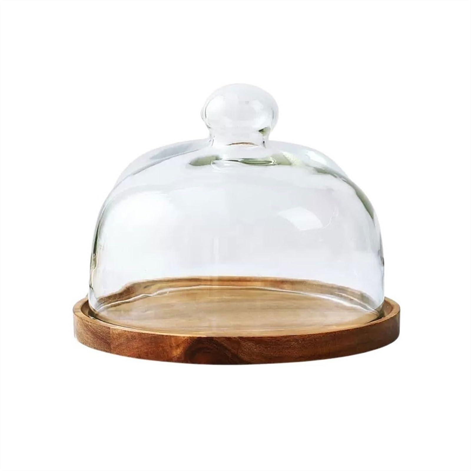 Bx9rE7tK3g Cake Stand Wooden Cake Plate Transparent Glass Cover Dessert Table Bread Dim Sum Display Tray Cake Display Stand(Small)