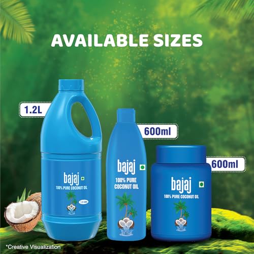 Image of Bajaj 100% Pure Coconut Oil 1.2 litre | Made with Premium Grade 1 Quality Coconuts