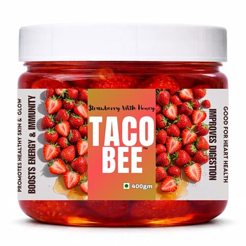 Image of Taco Bee Strawberry With Honey | Premium | Sweet And Healthy | Rich In Antioxidants | Immunity & Energy Booster | Pure And Natural Organic Honey | Strawberry Mixed Honey (400 Gm)