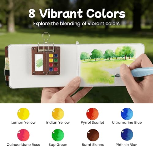 Trovease Pocket Watercolor Set Wood Mini Watercolor Travel Set — view 3