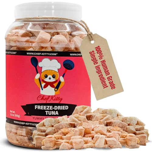 Tuna Cat Treats, 100% Wild Caught | Freeze Dried Dog Treats, High Protein | Grain-free, Single Ingredient Cat & Dog Food Toppers | No Additives or Preservatives | Inspected & Tested in USA | 7.4 oz