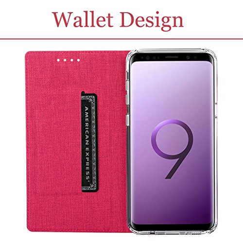 Dlhllc Galaxy S9 Plus Case,Premium Flip Leather Wallet Case Stand Kickstand Card Slot Magnetic Full Body Protective Cover Clear Tpu Bumper Thin Case For Samsung Galaxy S9 Plus (Rose, S9 Plus) #TOP3