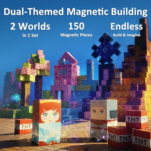FQOIUD Magnetic Blocks - 150PCS Magnetic Building Blocks, STEM Constructions Magnet Blocks for Boys Girls Age 3 4 5 6 7 8 9 10, Sensory Stacking Toy Christmas Birthday Gifts for Kids - Image 2