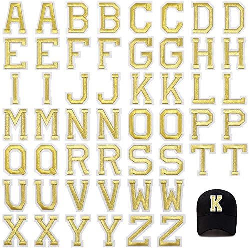 Jongdari Iron On Letters, 52 Pcs Alphabet Patches With Ironed Adhesive, Decorate Repair Patches For Shirts Jackets Hats Jeans Shoes Bags(Gold) #TOP2