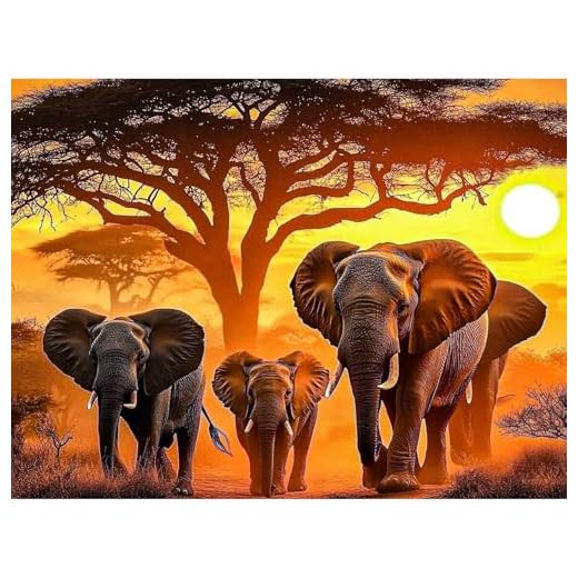 KEYIFA Elefanten Malen Nach Zahlen Erwachsene, Malen Nach Zahlen Kits mit Pinseln und Acrylfarben, DIY Tier Ölgemälde Set Malen Basteln Leinwand Bild Erwachsene, Home Deko 40x30cm