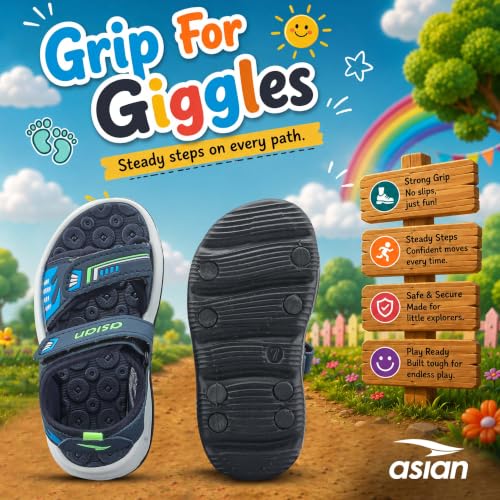 Image of ASIAN Henry-02 Kids Sports Sandals for Boys & Girls | Lightweight Sports Sandals with Soft Cushioning | Velcro Straps & Anti-Slip Grip Sole