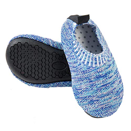 Ruiuzi Zapatillas de Estar por Casa para Niños Chicos Antideslizantes Calcetines Zapatos de Deporte con Suela de Goma (34.5/35 EU(220),Azul)