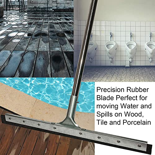 Floor Squeegee Scrubber 55Inch Long Stainless Steel Handle With 22Inch Wide Silicon Rubber Blade - Perfect Squeegee Broom For Floor Washing And Drying Shower Glass, Marble, Wood Surfaces #TOP4